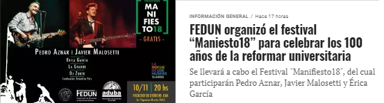 MUNDO GREMIAL | FEDUN organizó el festival “Maniesto18” para celebrar los 100 años de la reformar universitaria