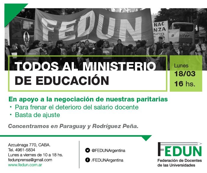 Lunes 18/03 - Movilización al Ministerio de Educación