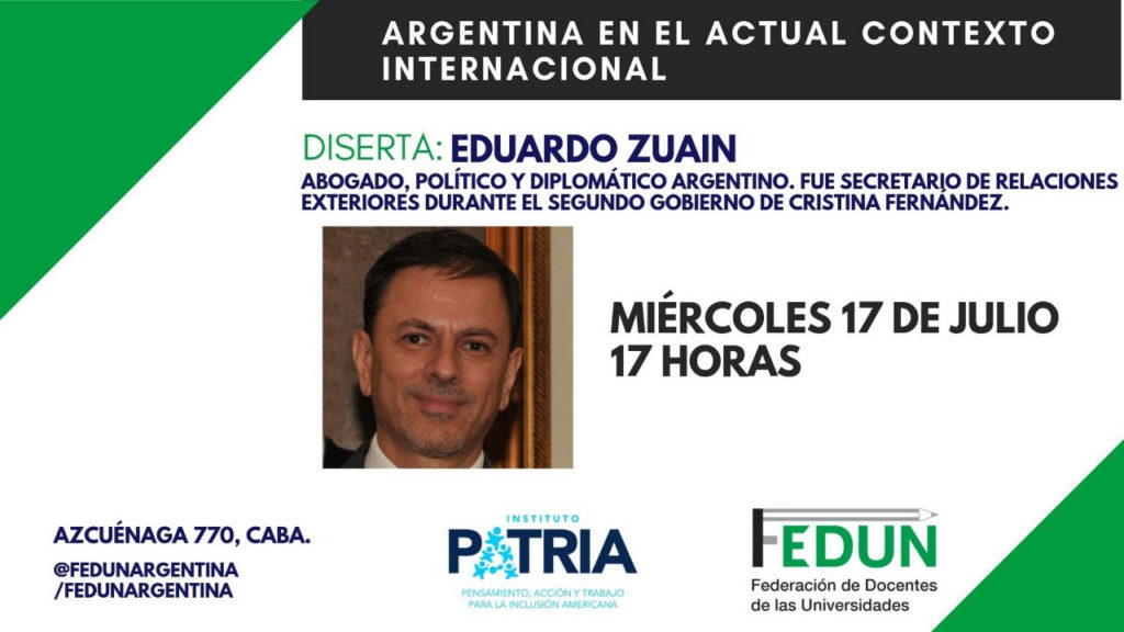 Disertación «Argentina en el actual contexto internacional» por Eduardo Zuain